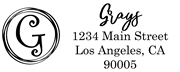 Swirl Border Letter G Monogram Stamp Sample